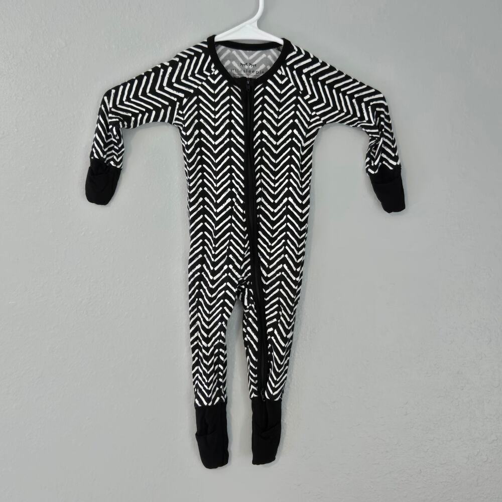 Little Sleepies Zippy Pajamas 3-6 Month Black White Chevron Gender Neutral